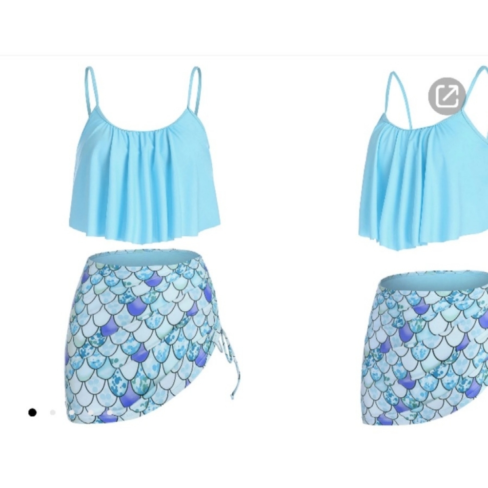 Mermaid printed cinched padded Tankini set